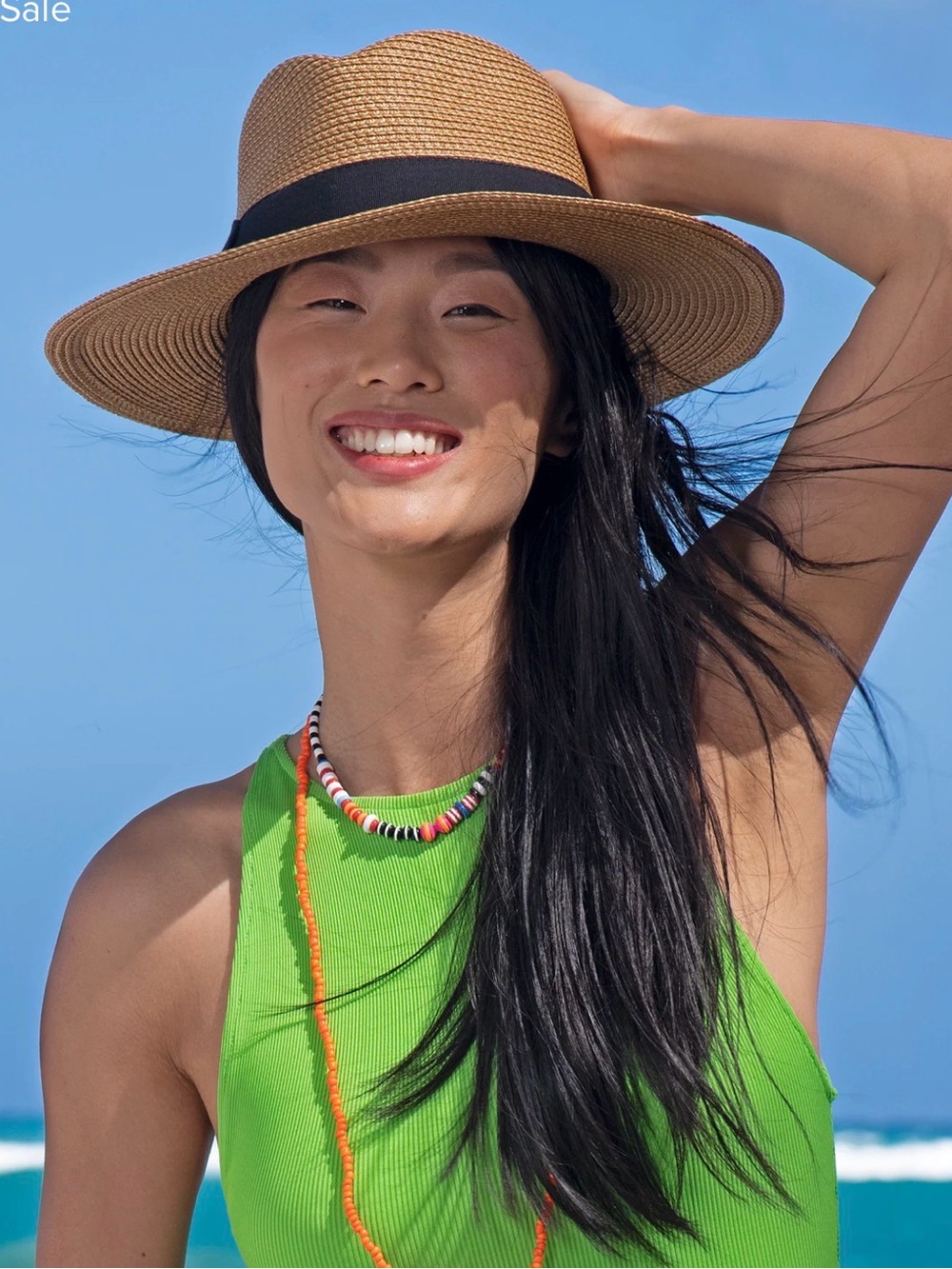 Eric Javits Instinct  Packable Squishee Straw Sun Hat Natural Black - Picture 3 of 8